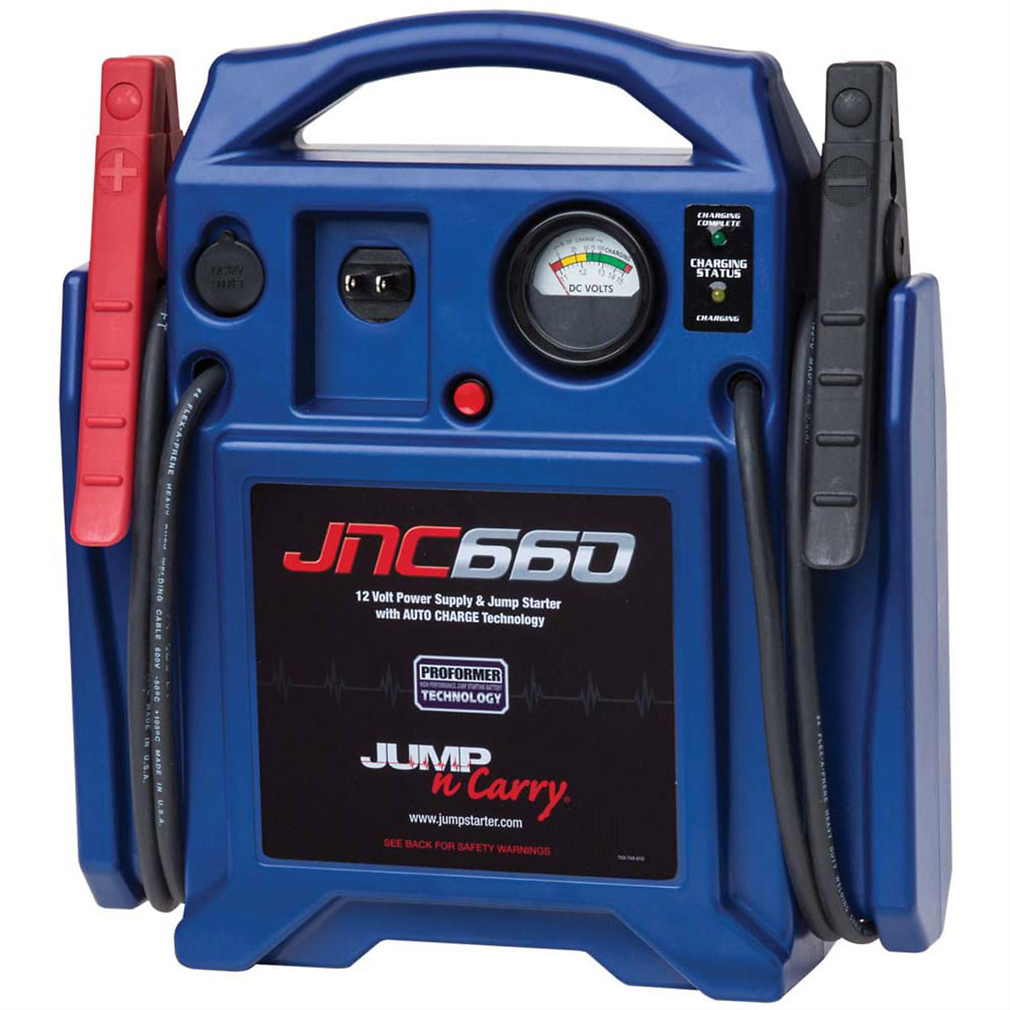 Clore Automotive Jump-N-Carry Jump Starter — 1700A Peak, 425 Cranking Amps, 12V, Built-In Charger, Model# JNC660